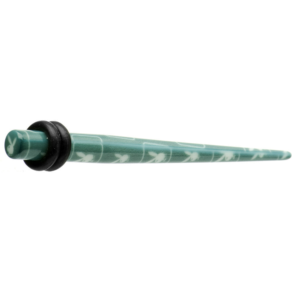 6G Teal White Acrylic Playboy Rabbit Head Taper