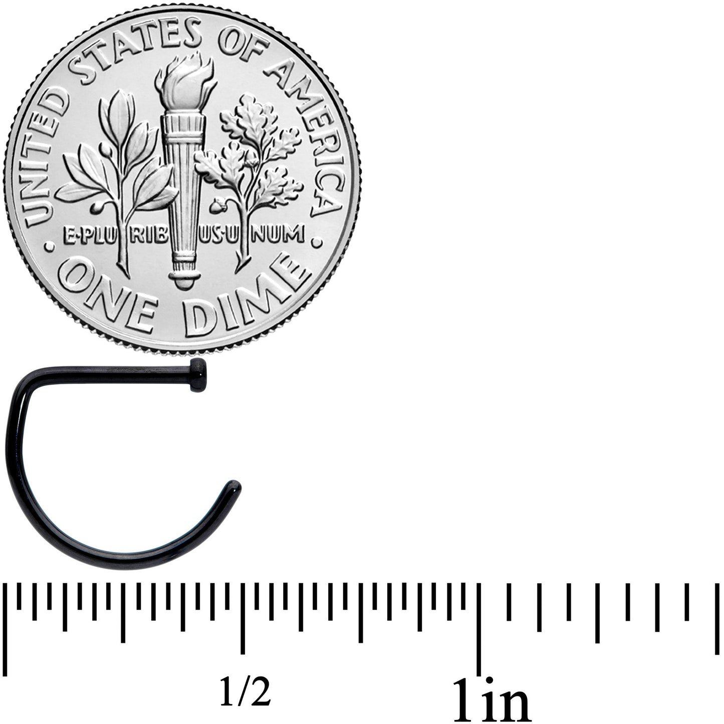 18G 3/8 Black G23 Implant Grade Titanium D Shape Nose Hoop