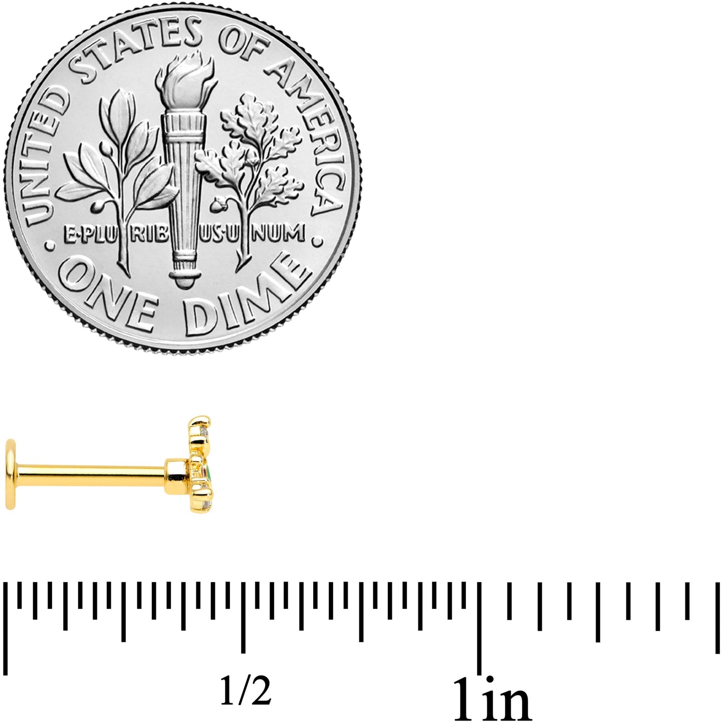 16G 5/16 Clear CZ Gem Gold Tone Mythic Dragon Labret Tragus