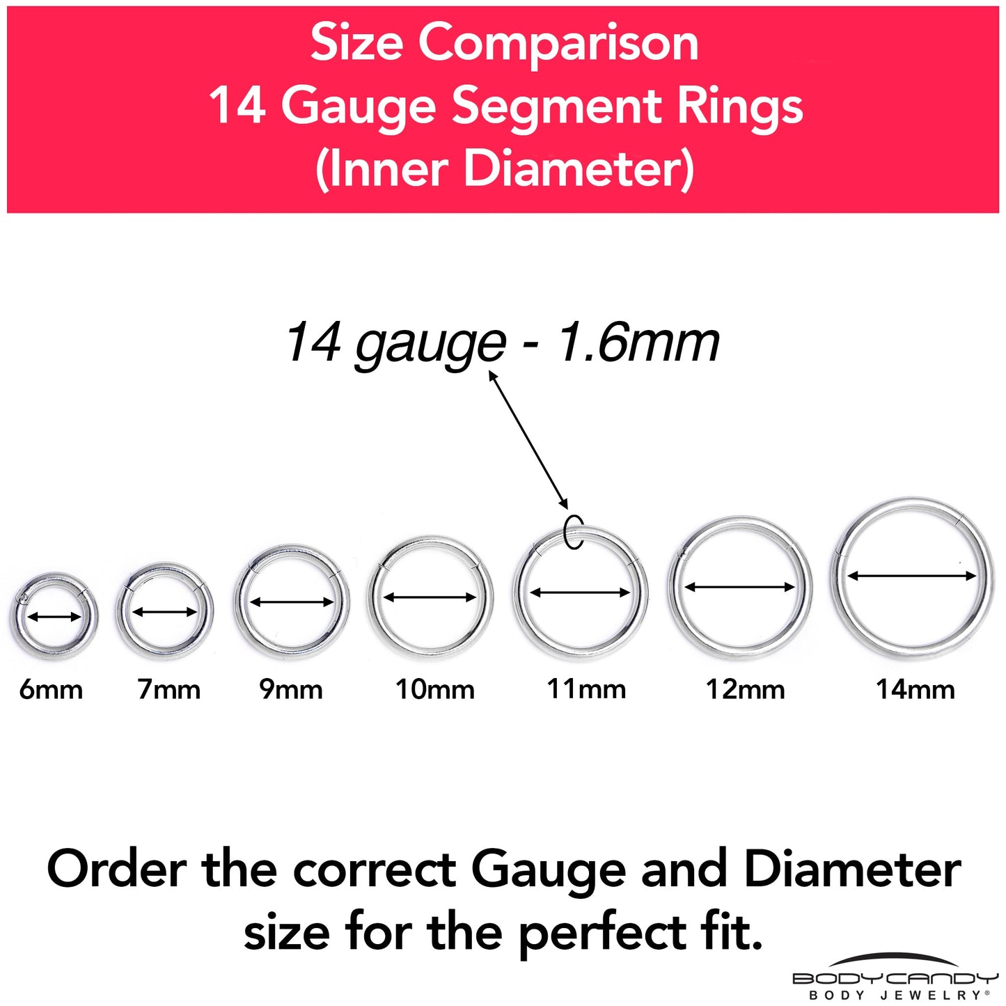 14G 7mm 316L Surgical Steel Precision Hinged Segment Hoop