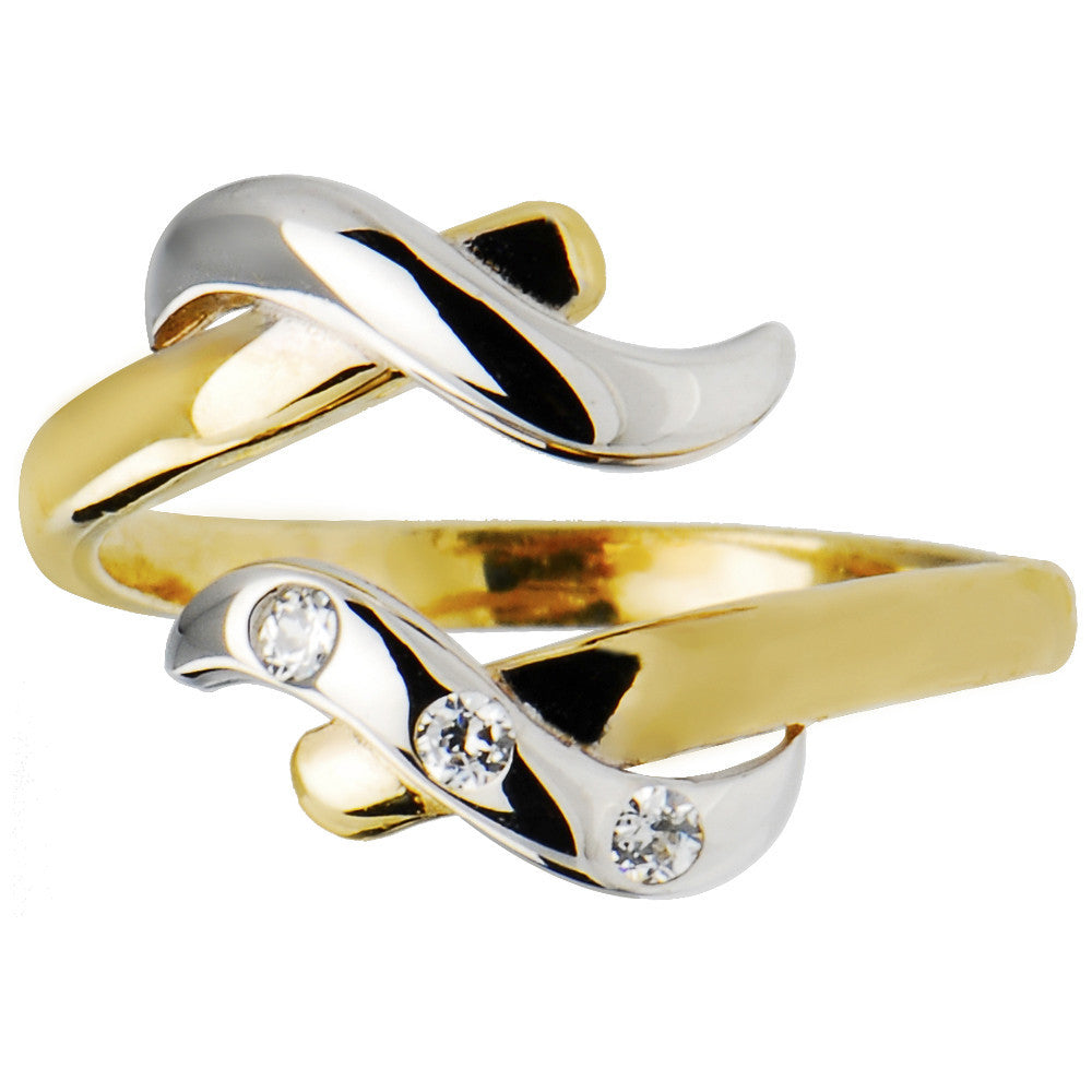 Solid 14k Yellow White Gold Elegant Cubic Zirconia Toe Ring