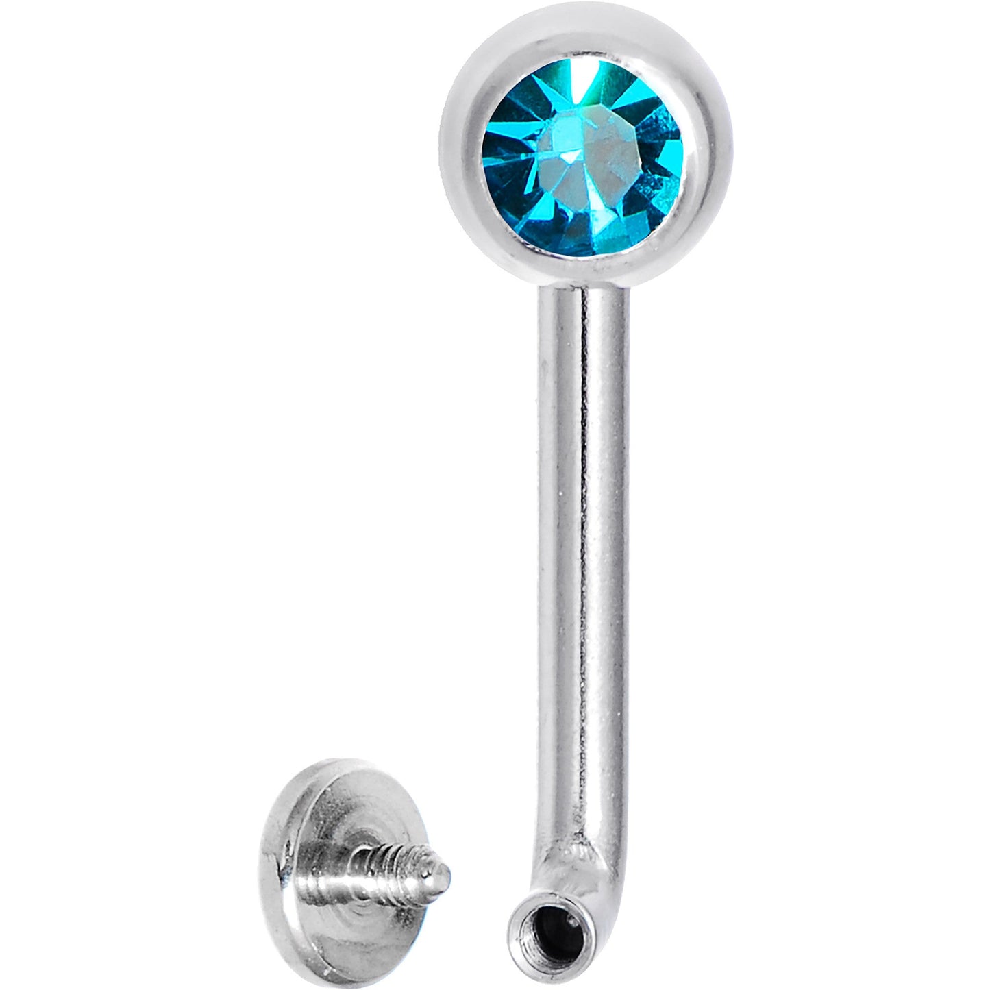 14G 5mm Zircon Blue Gem Vertical Hood Piercing -3/8 2mm Rise