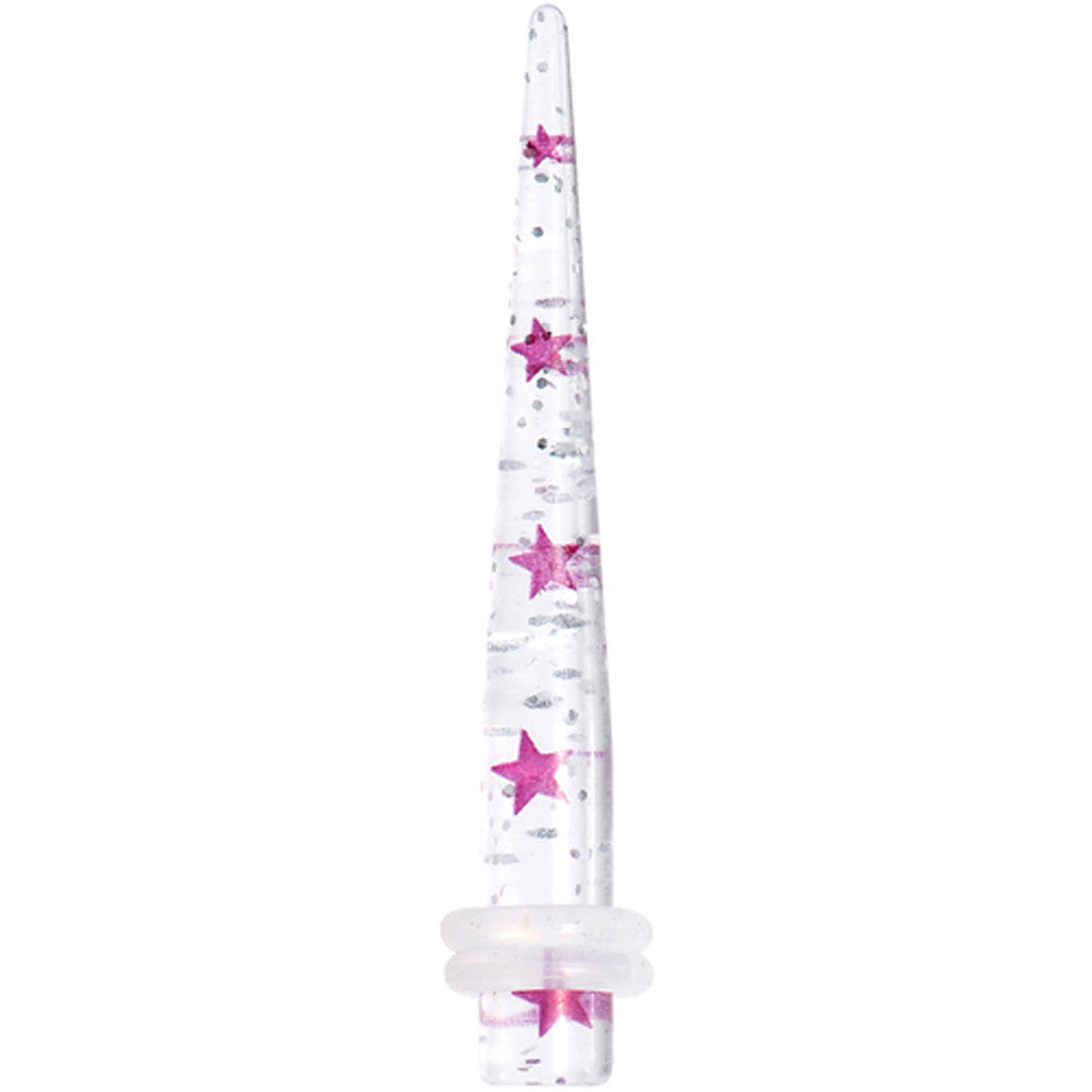 4G Clear Acrylic Glitter Purple Star Confetti Taper