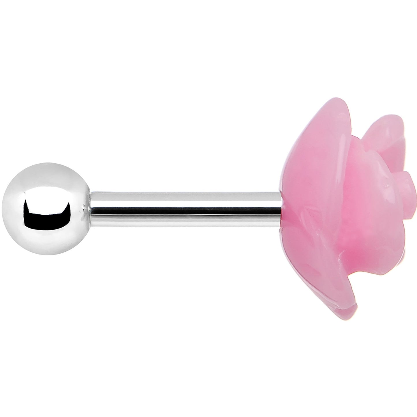 16G 1/4 Pink Acrylic Rose Flower Tragus Cartilage Earring