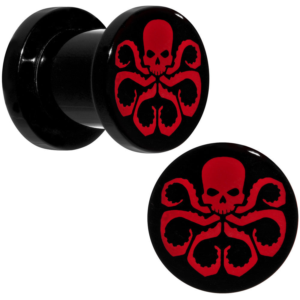 0G Black Acrylic Licensed Hydra Logo Screw Fit Plug Set