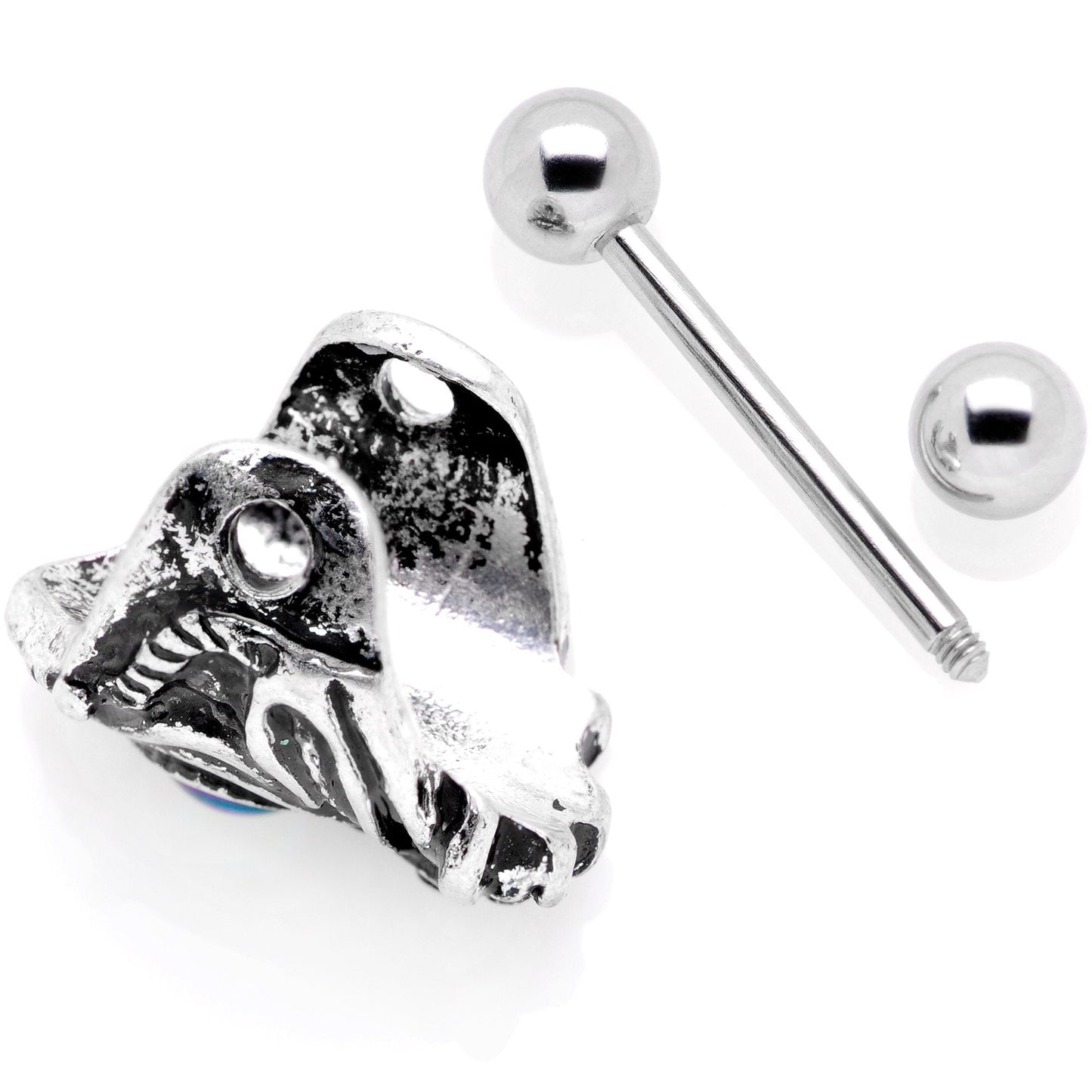 16G 1/2 Iridescent Blue Gem Tribal Cuff Cartilage Earring