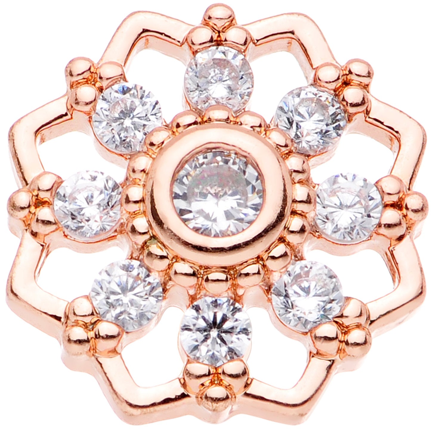 18G 5/16 Clear Gem Rose Gold Tone Snowflake Cartilage Tragus