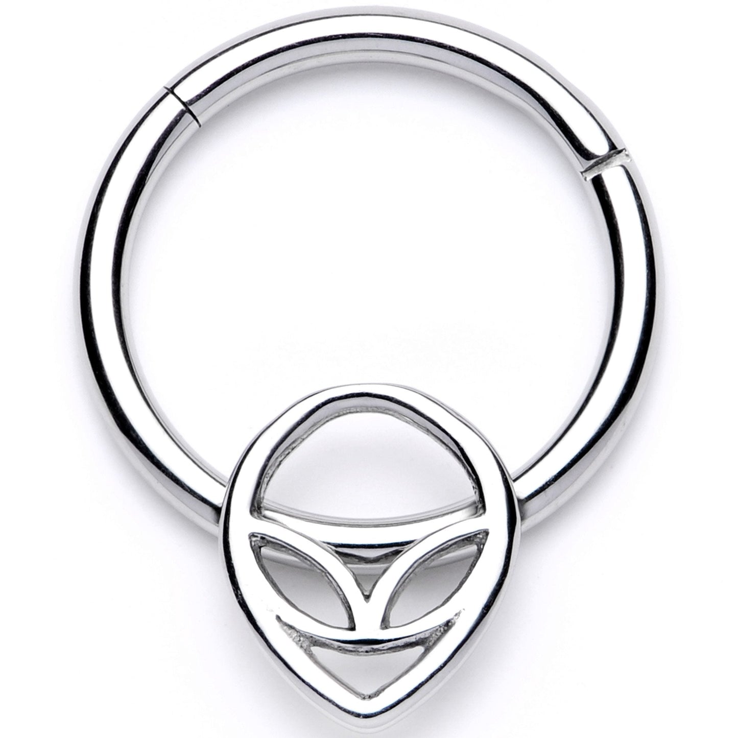 16G 3/8 Happy Smiling Alien Hinged Segment Ring