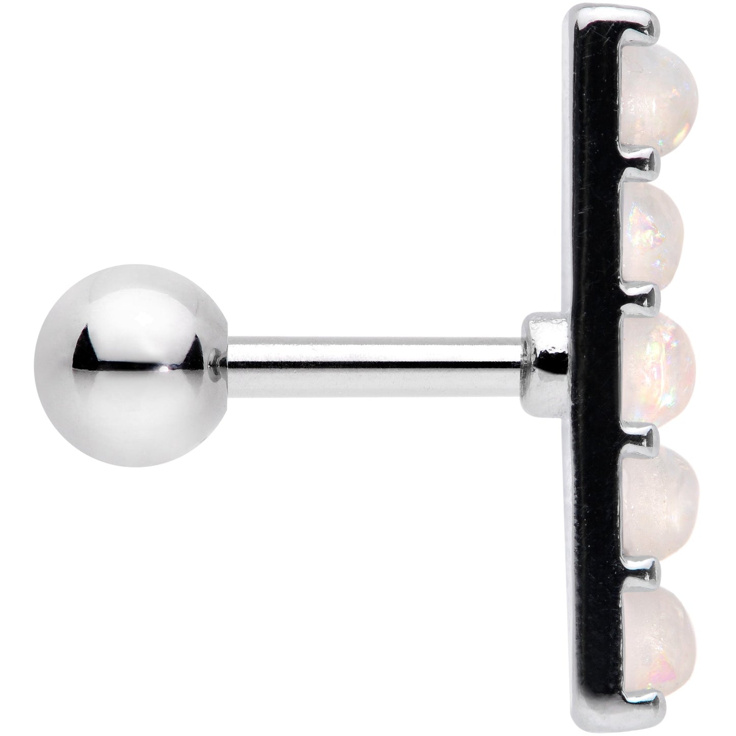 16G 1/4 White Faux Opal Quintuplet Cartilage Tragus Earring