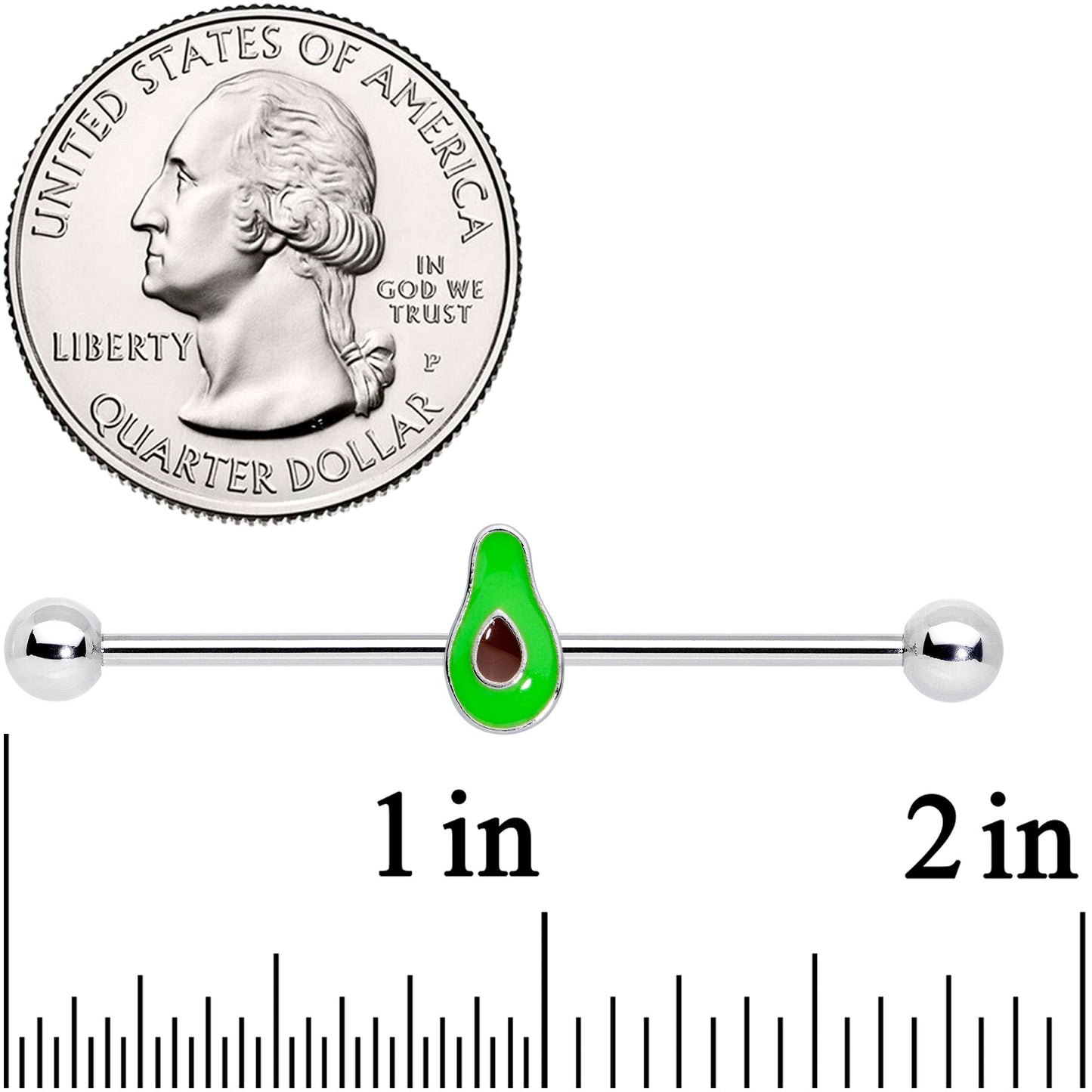 14G Green Groovy Avocado Industrial Barbell 38mm