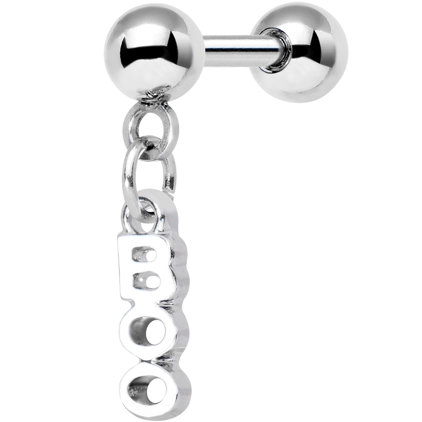 16G 1/4 White Boo Halloween Dangle Cartilage Tragus Earring