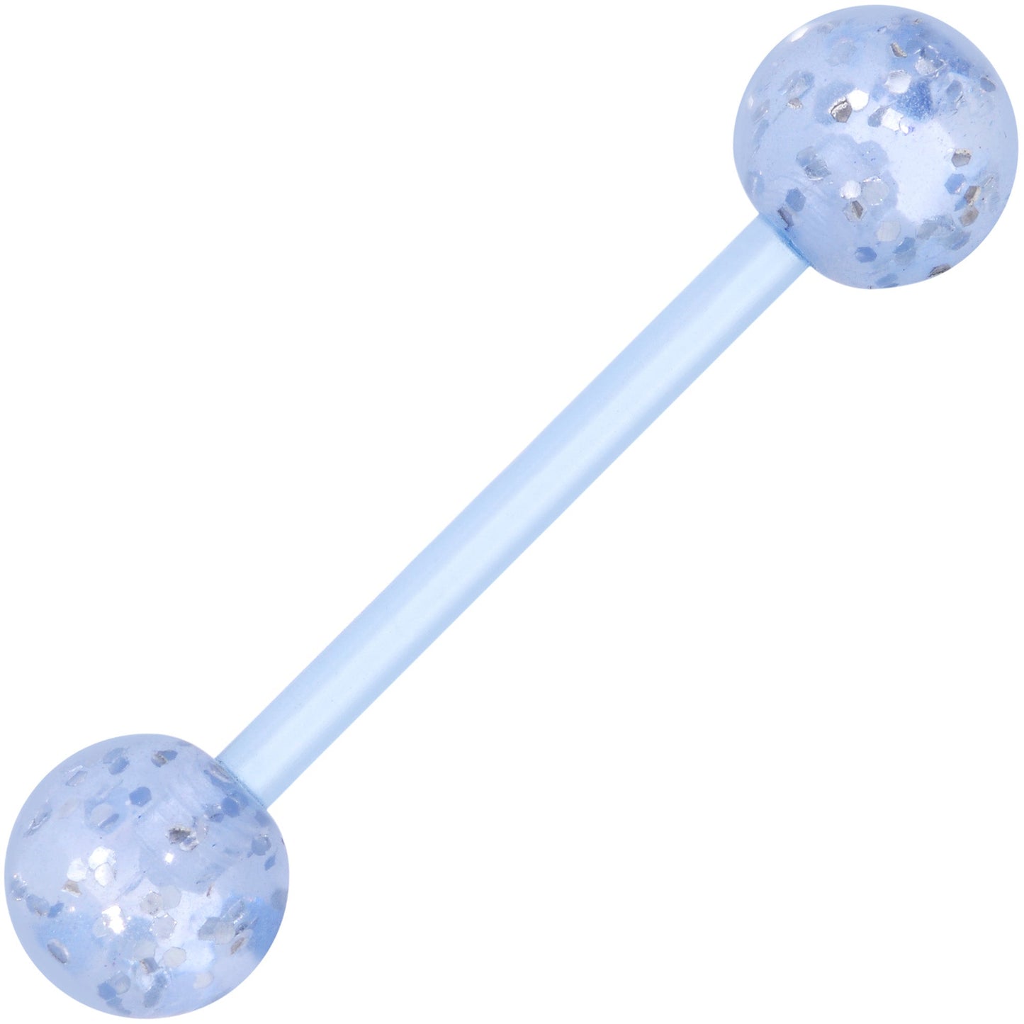 Blue Bioplast Glitter Half Ball Barbell Tongue Ring Set of 4