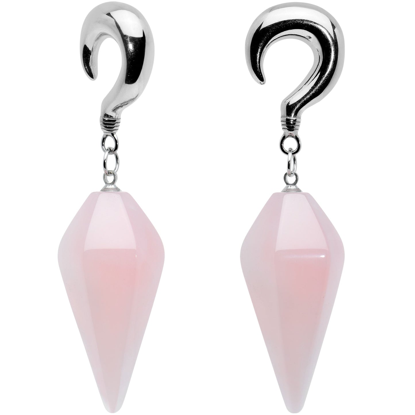 2G Pink Stone Point Curved Taper Ear Weights