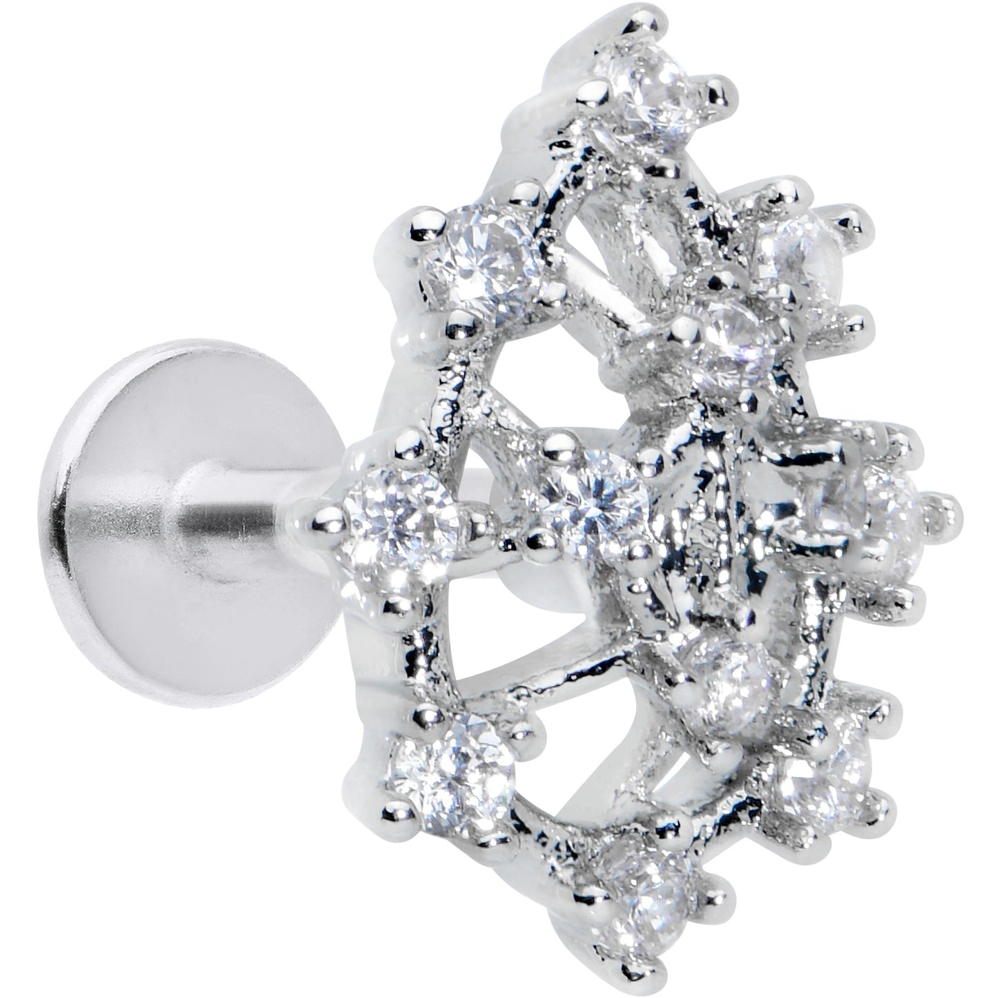 16G 1/4 Clear CZ Gem Constellation Labret Monroe Tragus