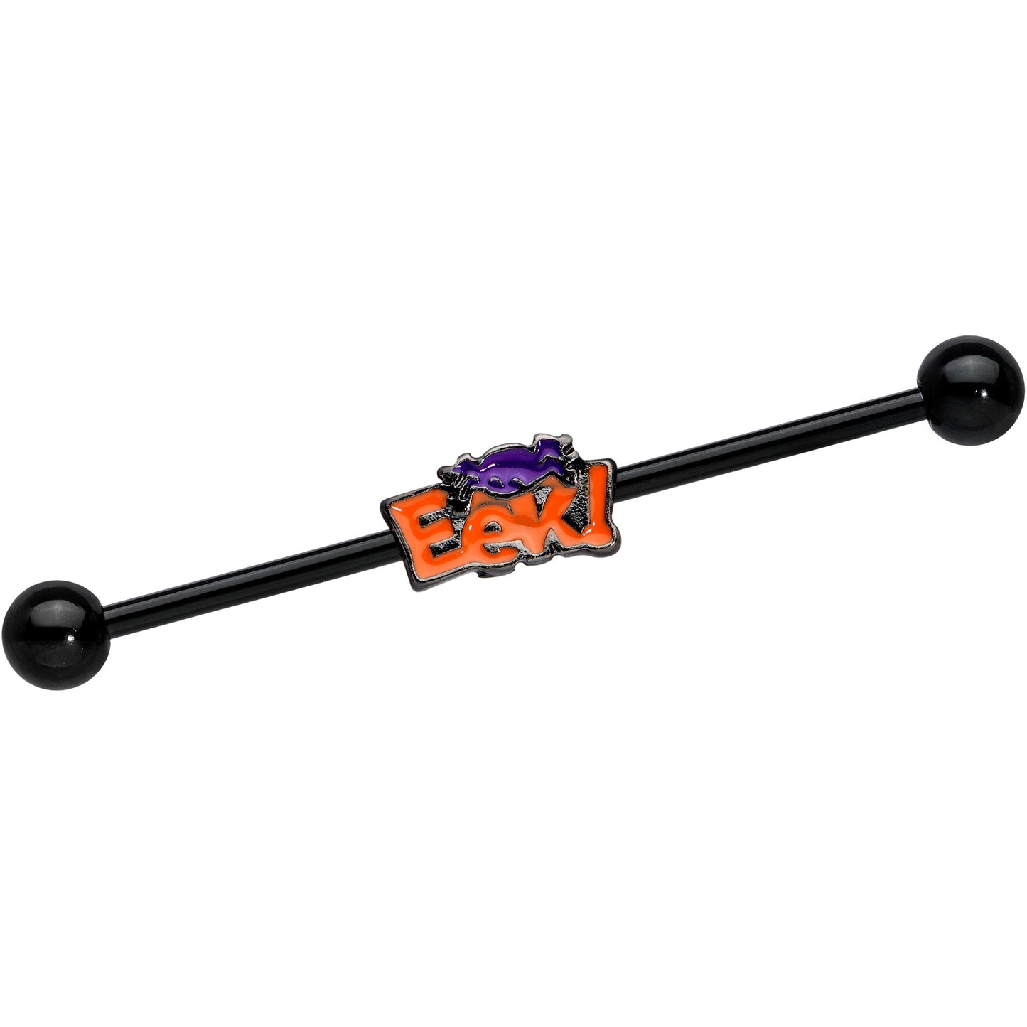 14G Black Eek Purple Spider Halloween Industrial Barbell 38mm