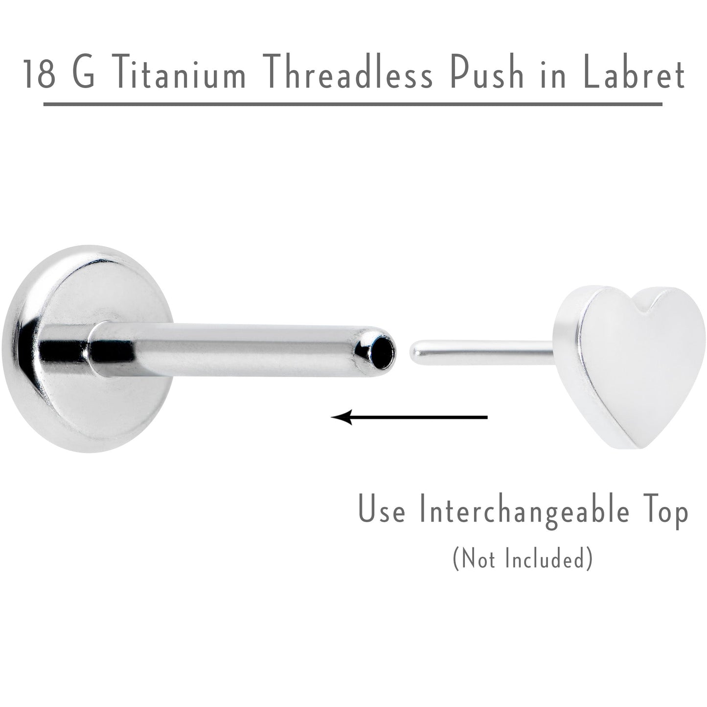 18G 5/16 G23 Titanium Threadless Post Only Labret Tragus Nose