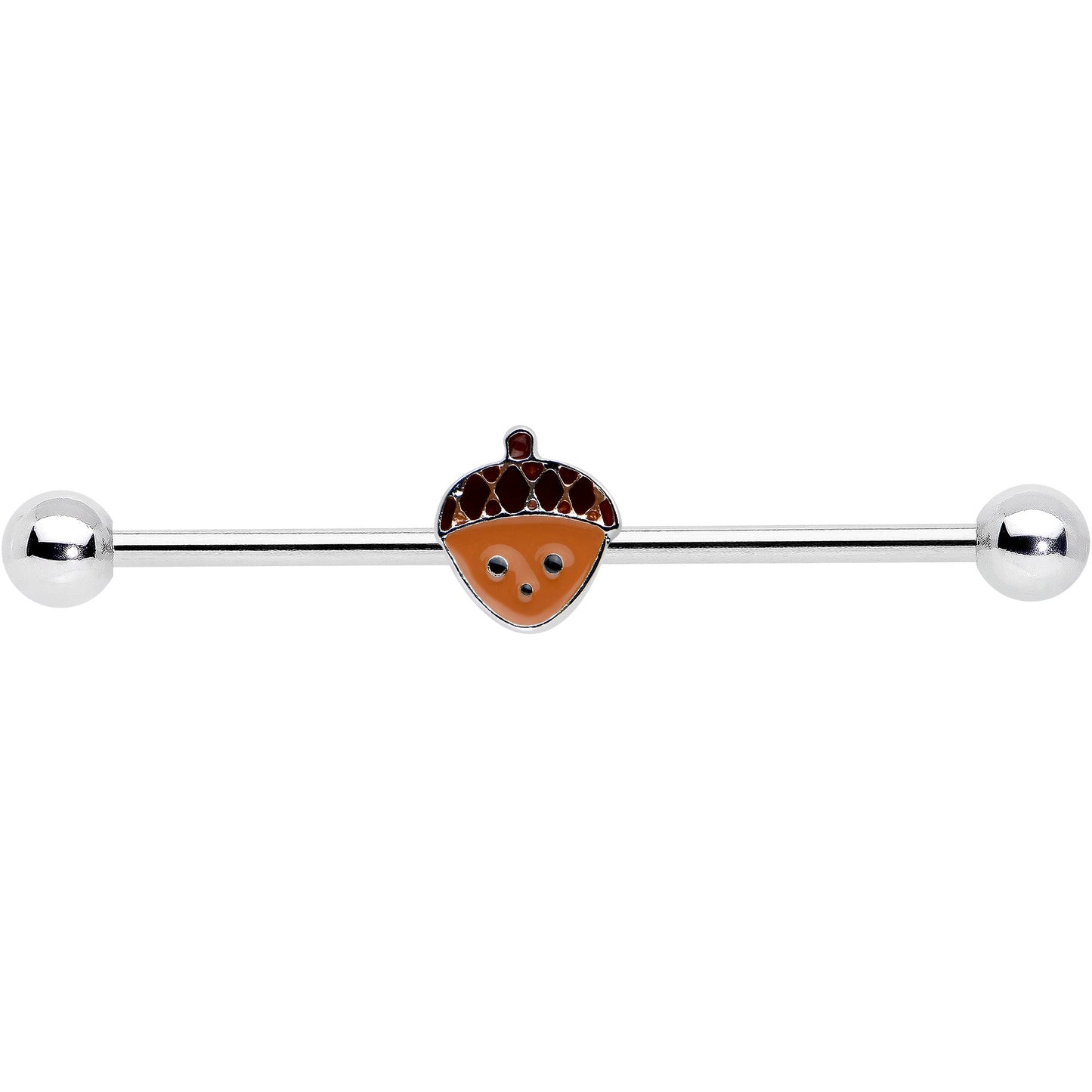 14G Autumn Acorn Face Brown Fall Industrial Barbell 38mm