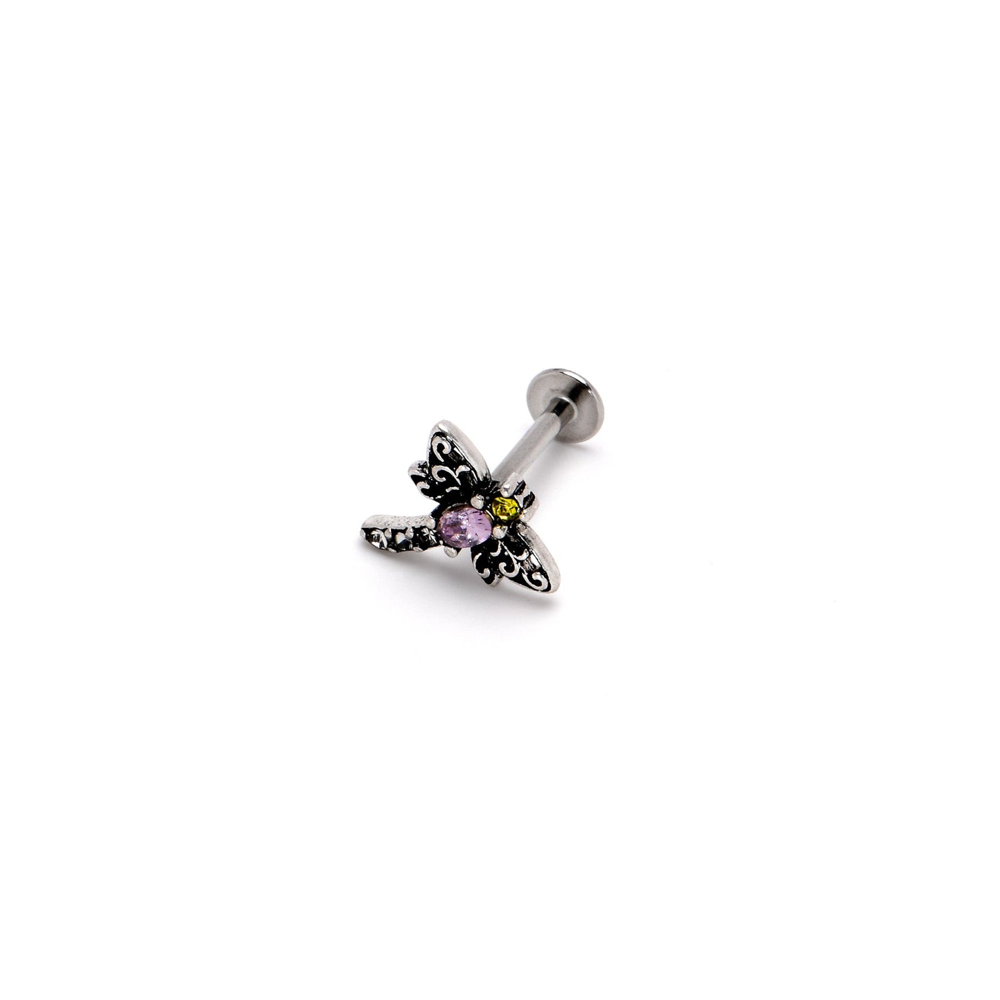 16G 5/16 Purple Yellow Gem Dragonfly Ornate Labret Monroe Tragus