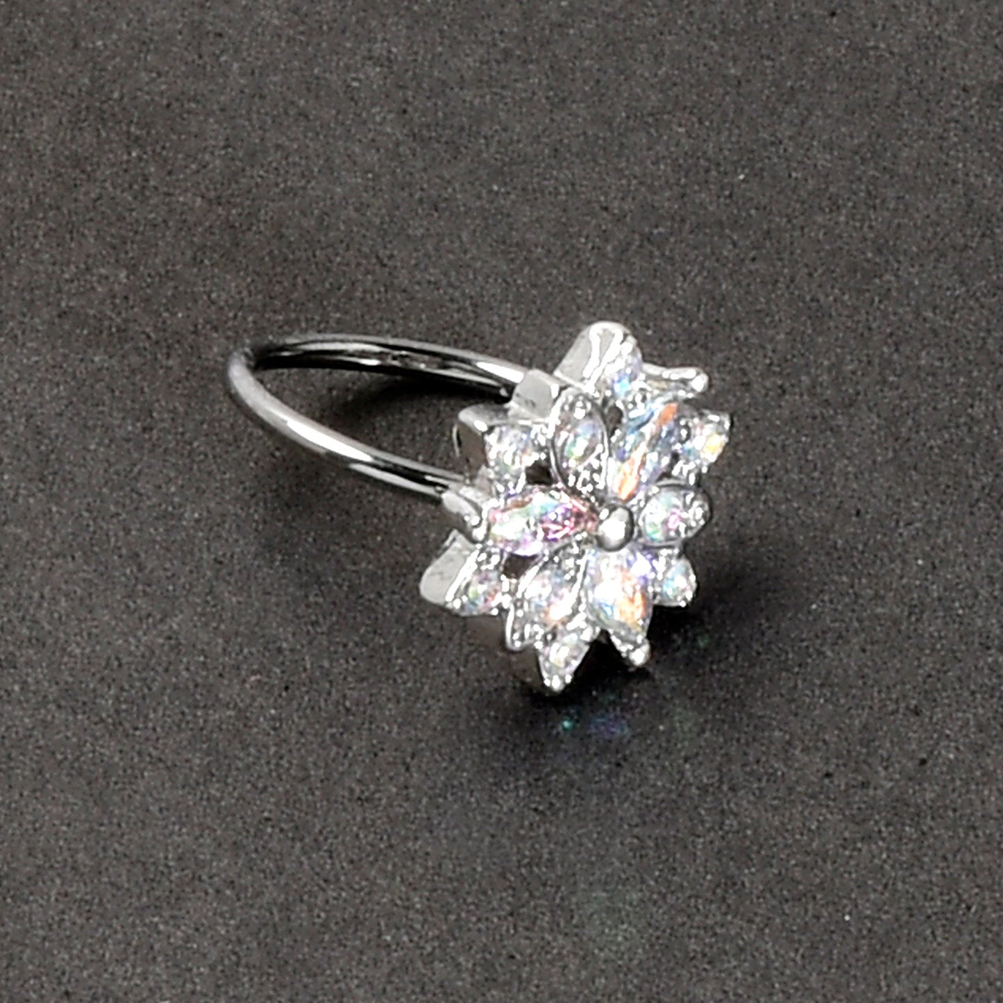 20G 5/16 Aurora CZ Gem Snowflake Style Nose Hoop