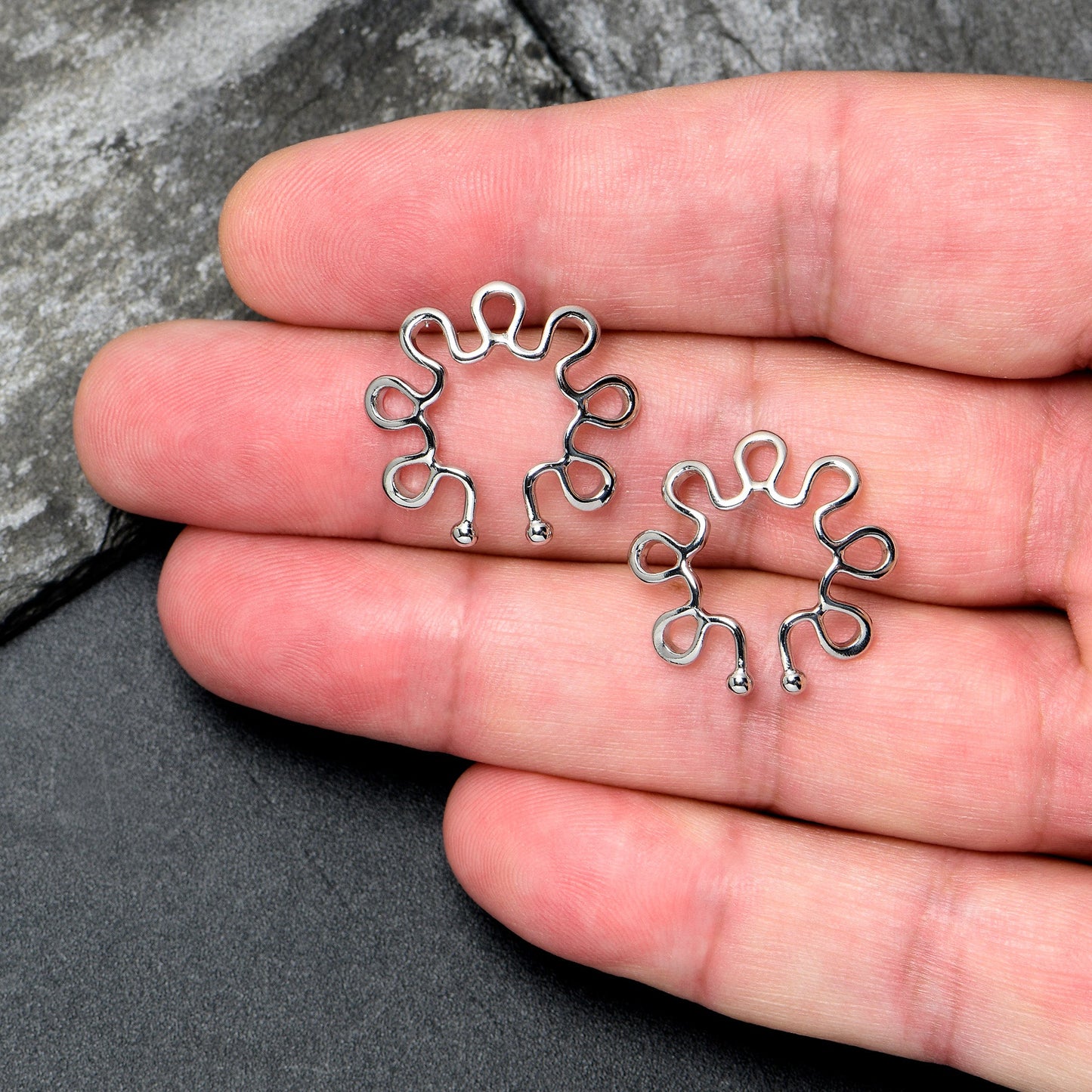 Trippy Flower Clip On Fake Nipple Ring Set