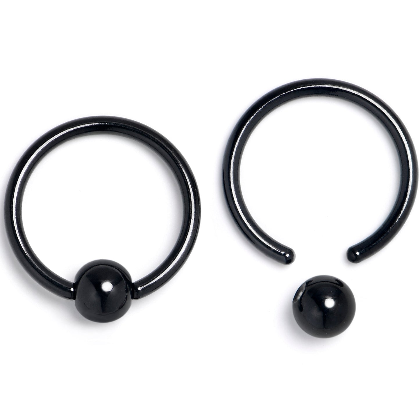 16G 3/8 Green Faux Opal Black Moon Sun BCR Horseshoe Set of 4
