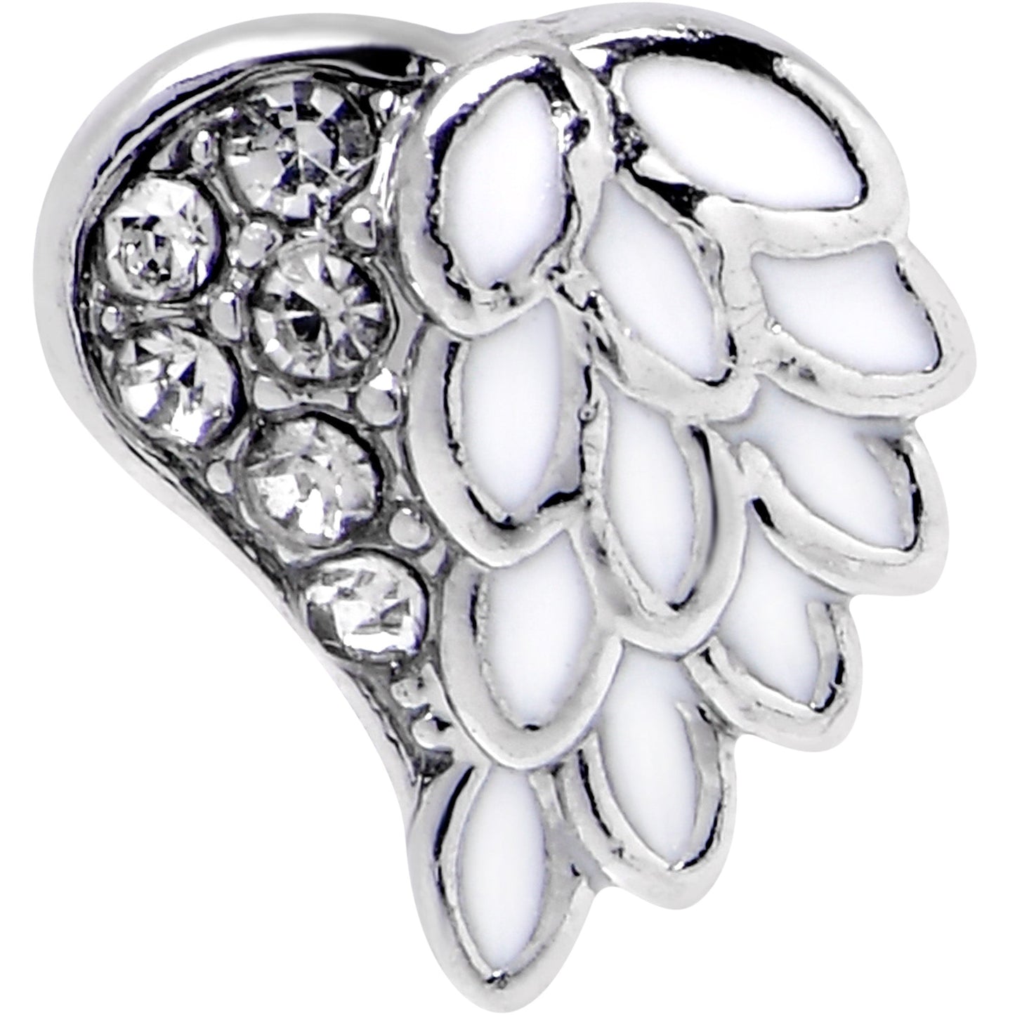 16G 5/16 Clear Gem Heavenly Heart Angel Wing White Labret Tragus