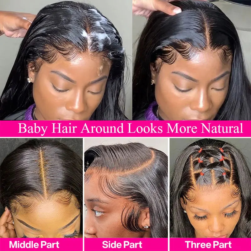 13x6 Lace Frontal Human Hair Wig | Straight Brazilian Remy Hair | Natural Black | 150%/180% Density | Pre-Plucked