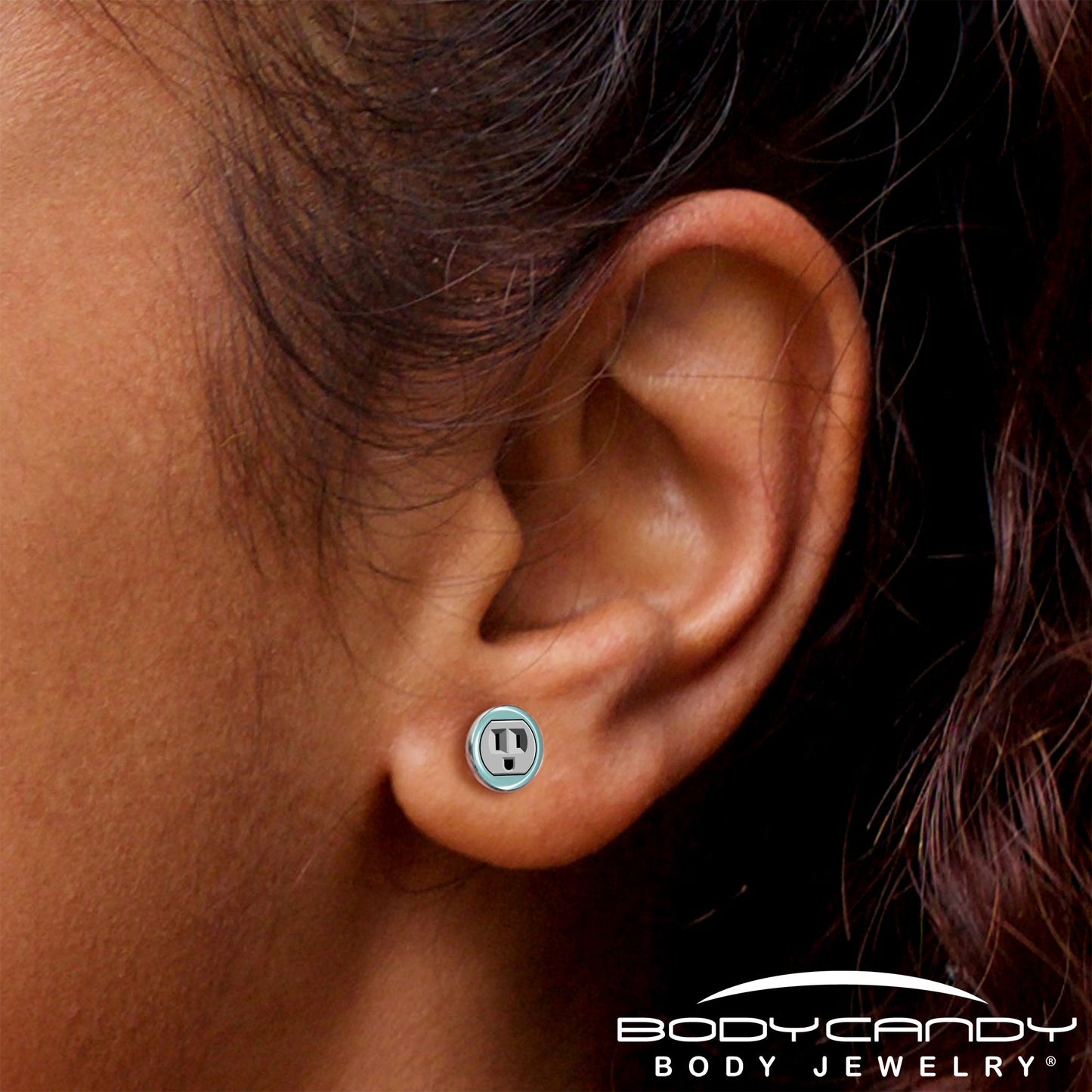 Smiling Plug Outlet Stud Earrings by Onyx O