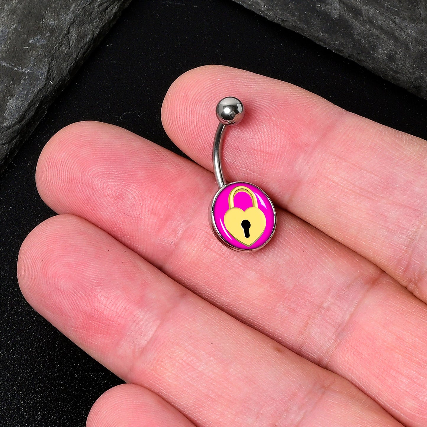 Heart Lock Belly Ring by Onyx O