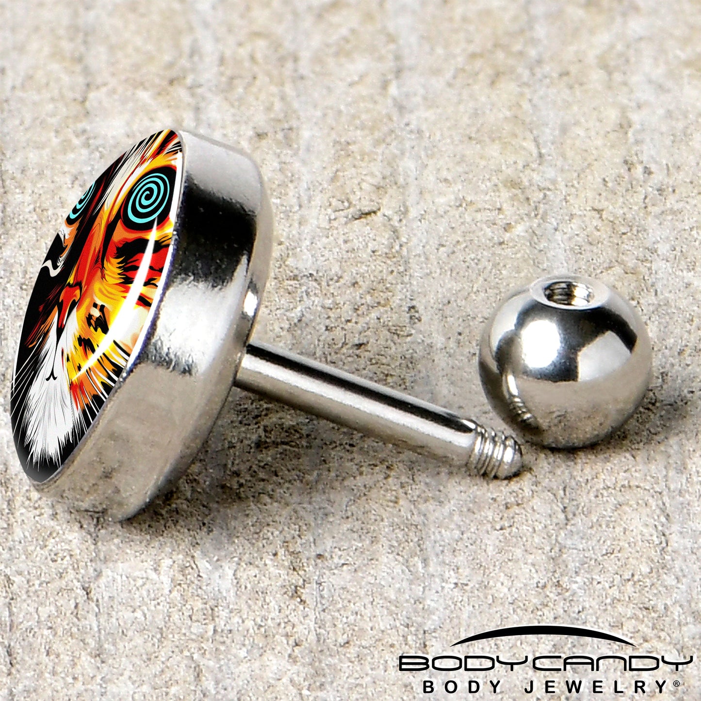 16G 1/4 Colorful Trippy Cat Cartilage Tragus Earring by Onyx O