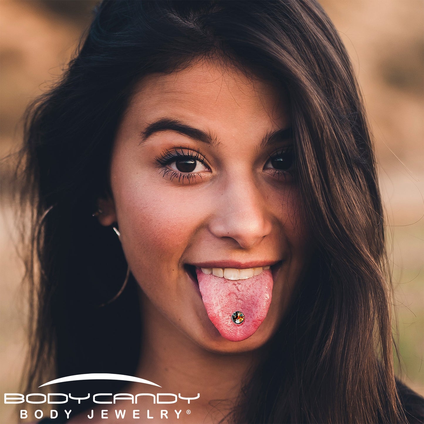 Colorful Trippy Cat Barbell Tongue Ring by Onyx O
