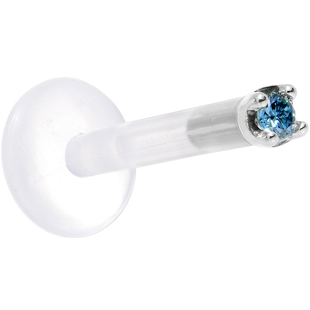 Solid 14K White Gold 1.5mm Genuine Blue Diamond Bioplast Push in Monroe