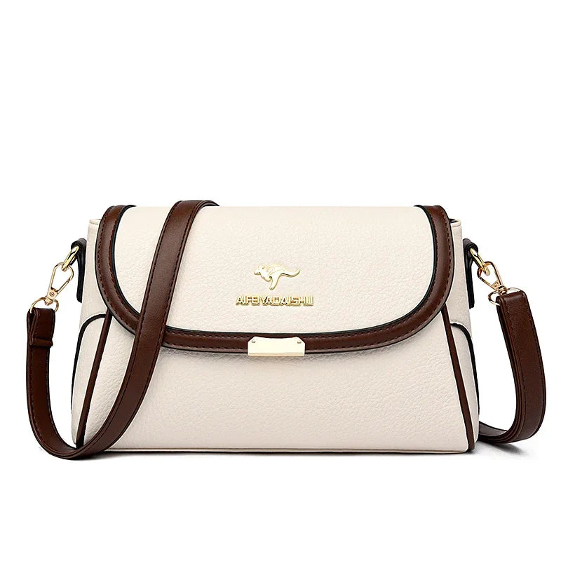 Solid Color High-Quality Leather Small Shoulder Bags | New Messenger Bags with Strap & Designer Crossbody Bag (Sac à Main)