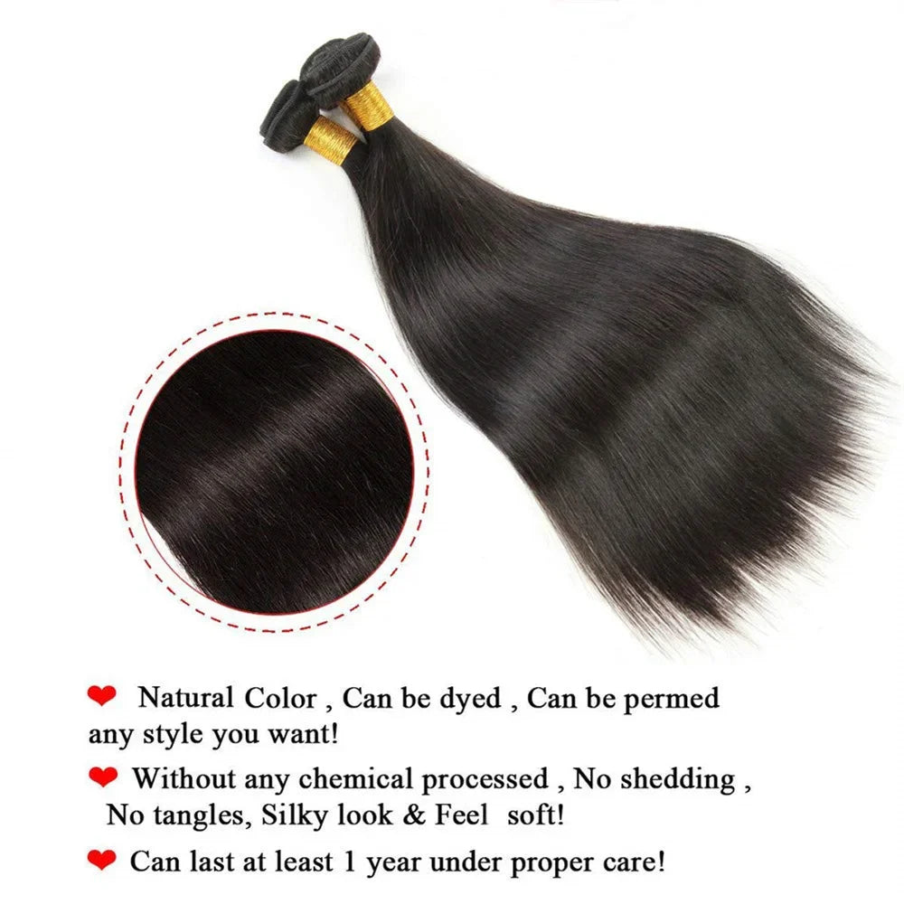 8-32 Inch Bone Straight Brazilian Remy Human Hair Weave Bundles | Natural Color 12A | 1, 3, or 4 Bundles