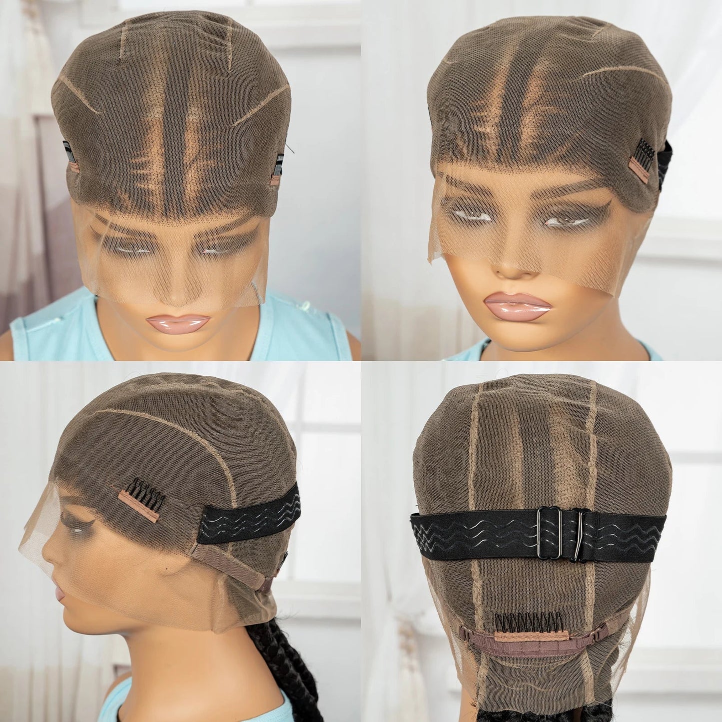 36" Full Lace Cornrow Braided Wig | Knotless Braids | Synthetic Natural Braided Lace Wig with Baby Hair for Black Women