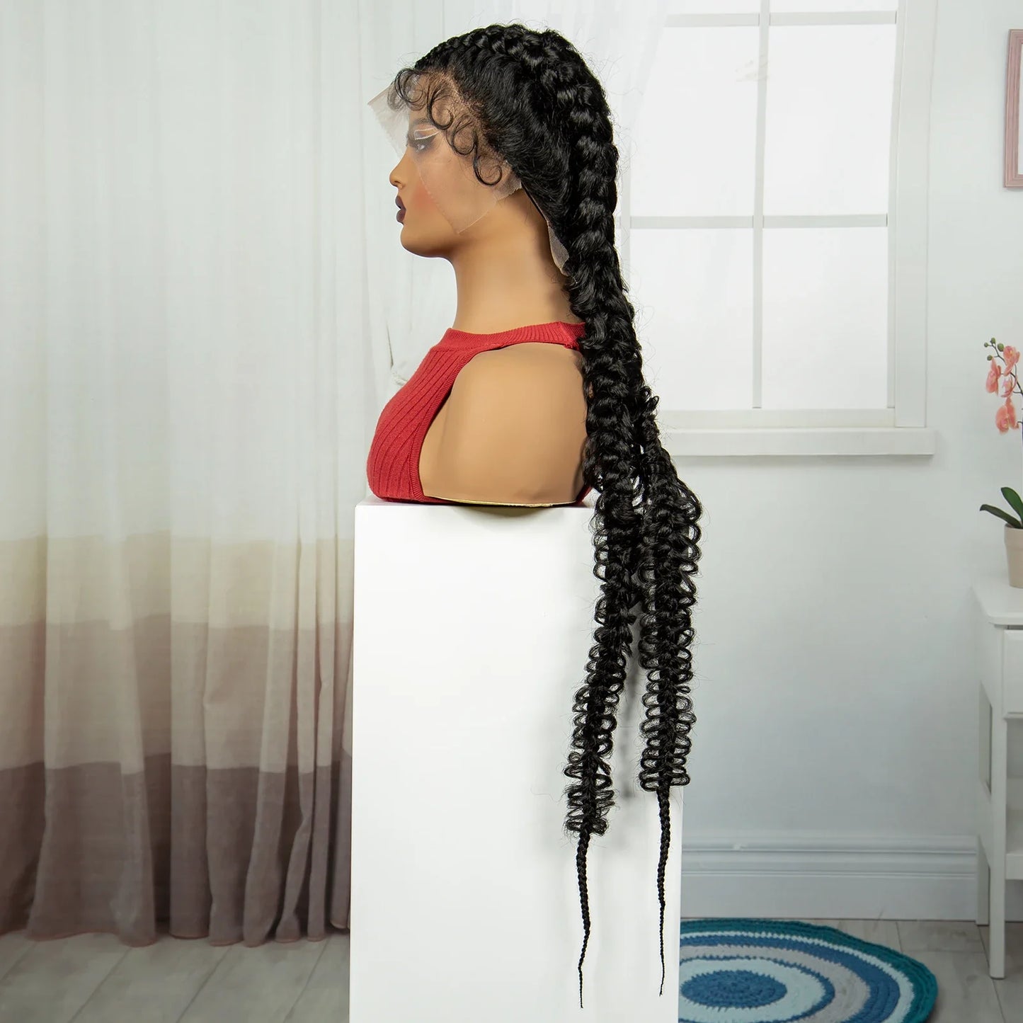38" Knotless Twist Cornrow Braids Wig | Full Lace | Baby Hair