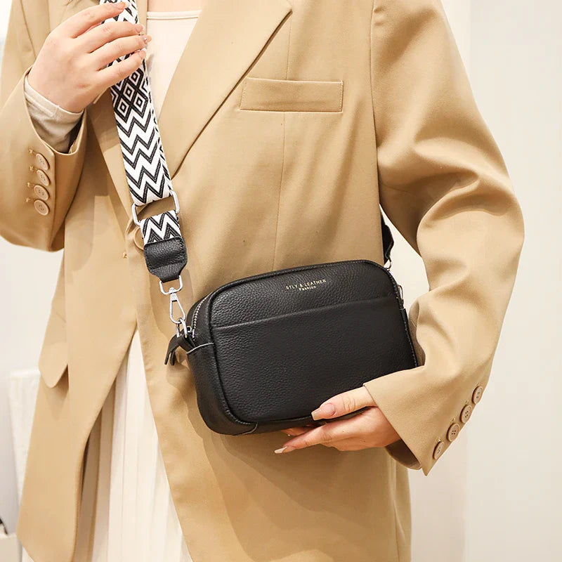 High Quality Genuine Leather Women's Crossbody & Shoulder Bag | Luxury Solid Color Cow Leather Handbag (Female Messenger Tote Sac)