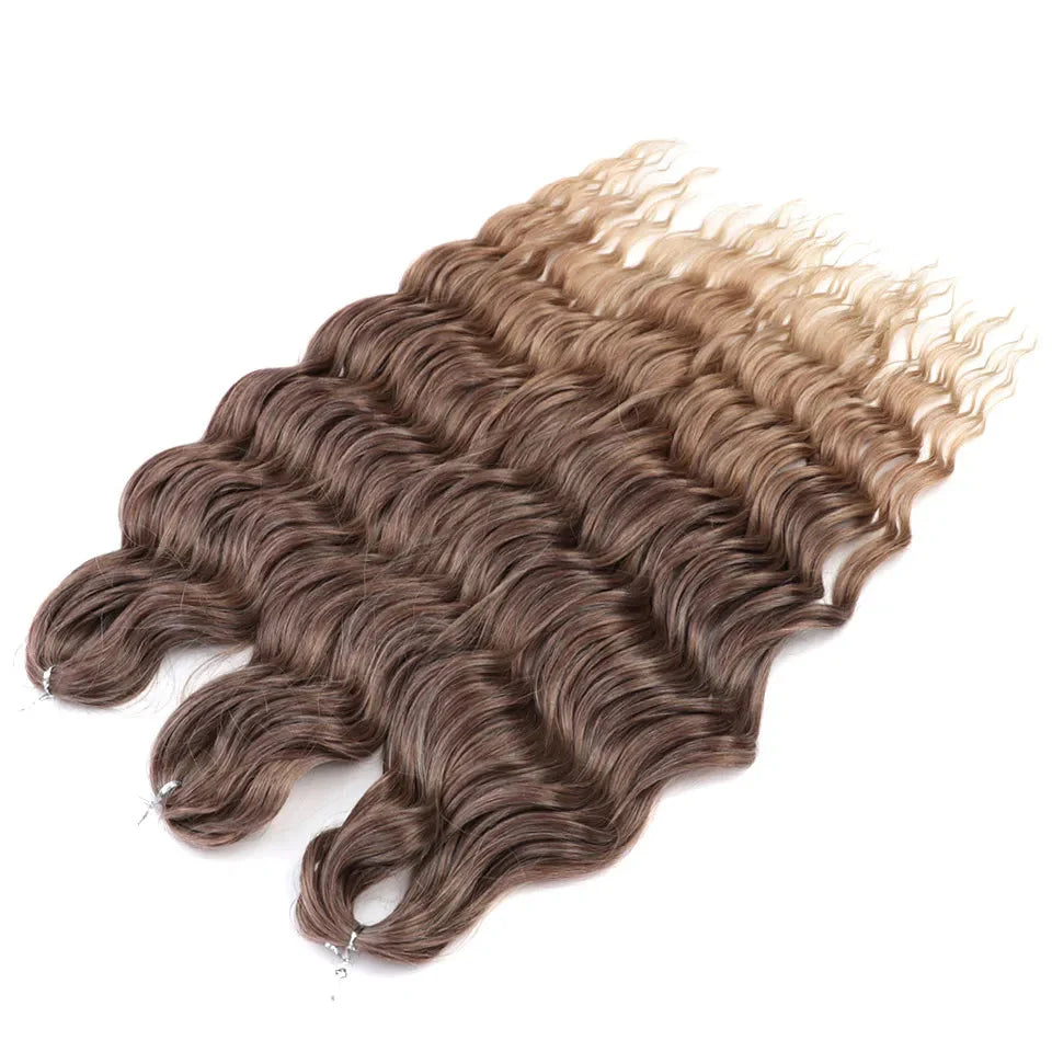 24" Orange Twist Crochet Hair | Synthetic Deep Wave Braiding Hair Extensions | Water Wave Hair | Heat Resistant Fiber | 60 Strands/Pack