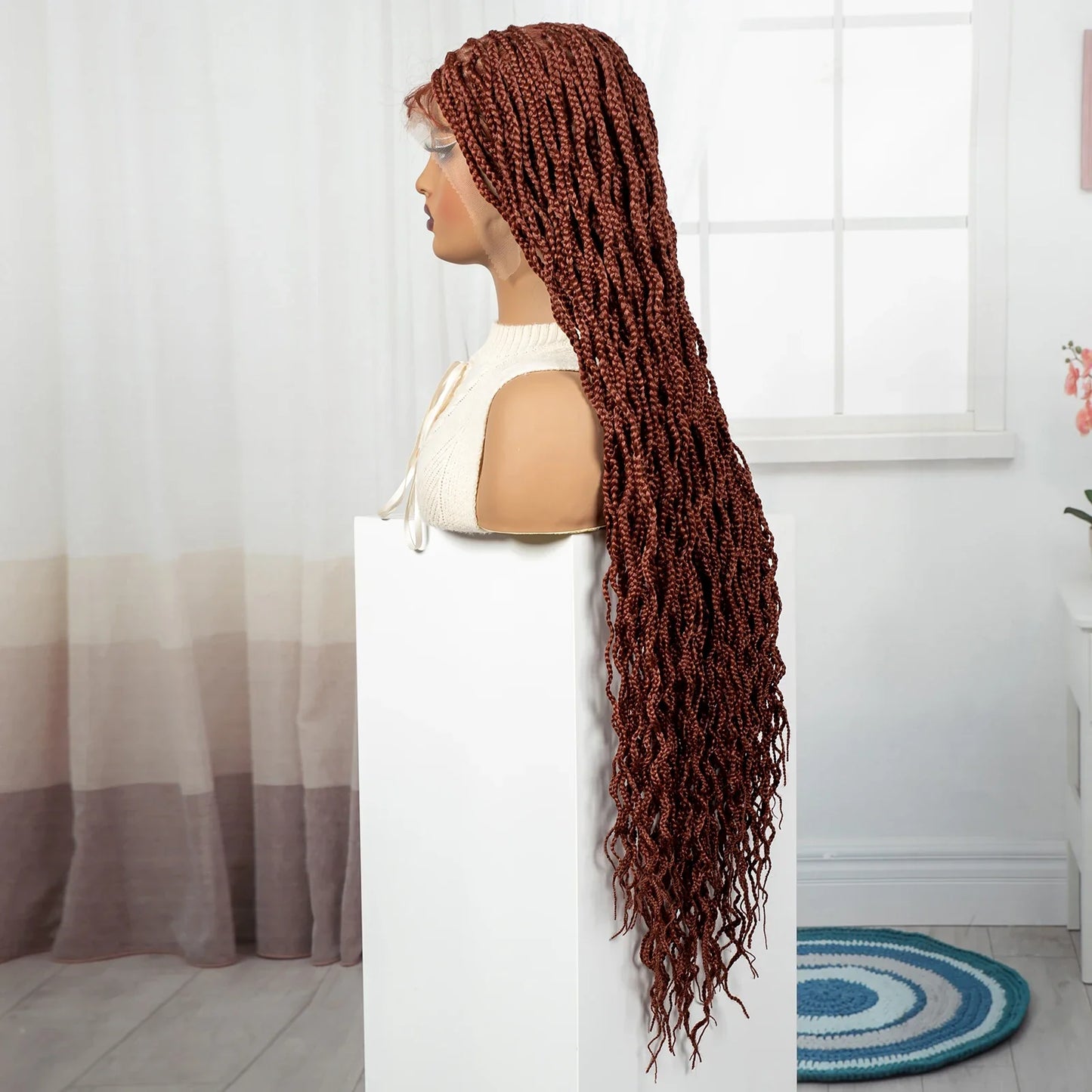 36" Long 613 Blonde Knotless Box Braids Wig | Full Lace Frontal Twist