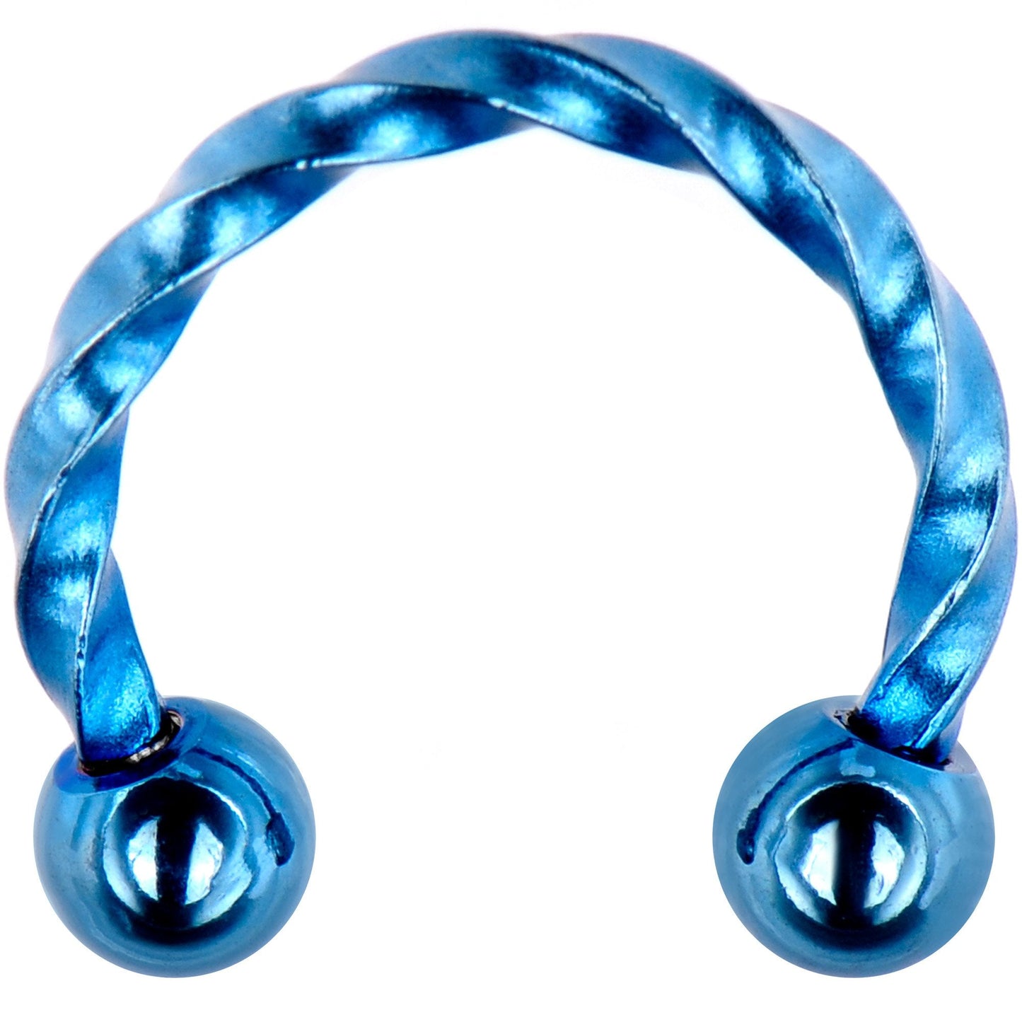 16G 5/16 Light Blue IP Seriously Twisted Horseshoe Curved Barbell