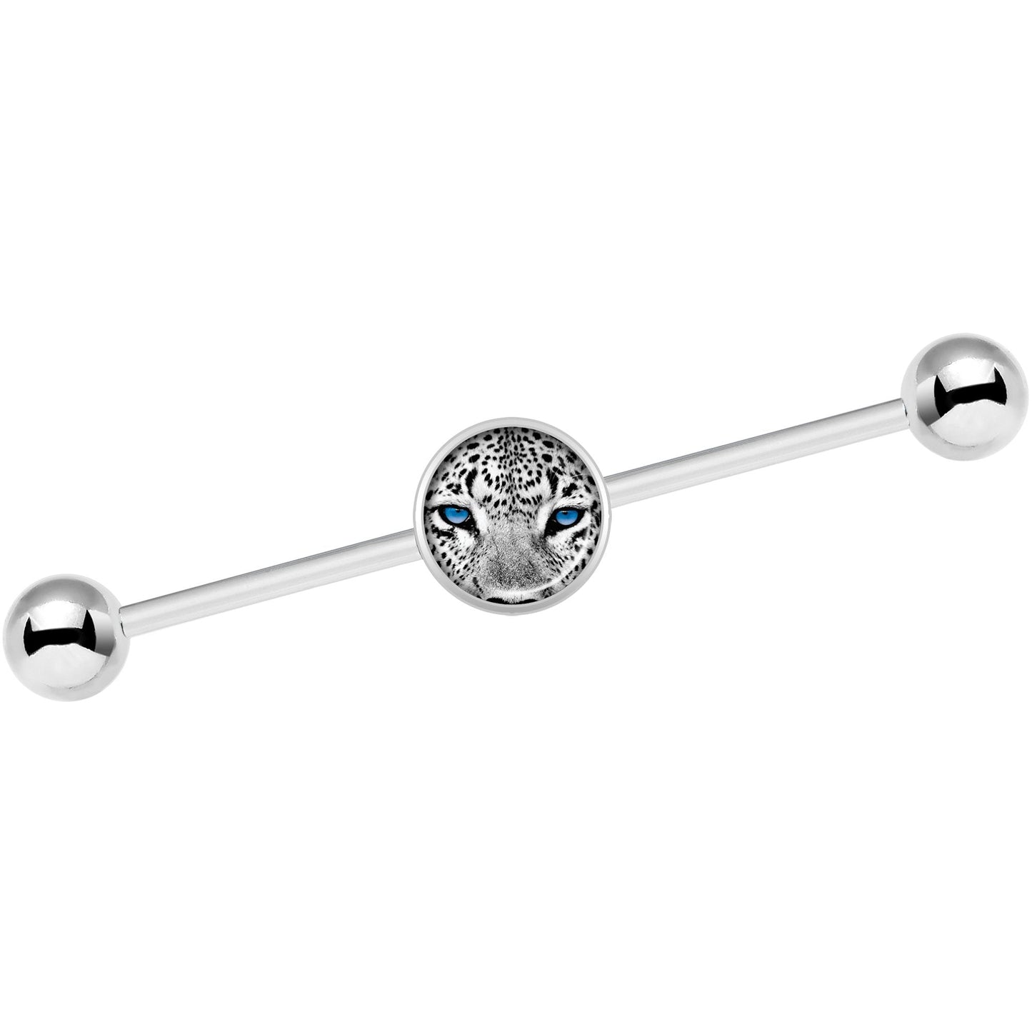 14G Black White Leopard Eyes Industrial Barbell 37mm