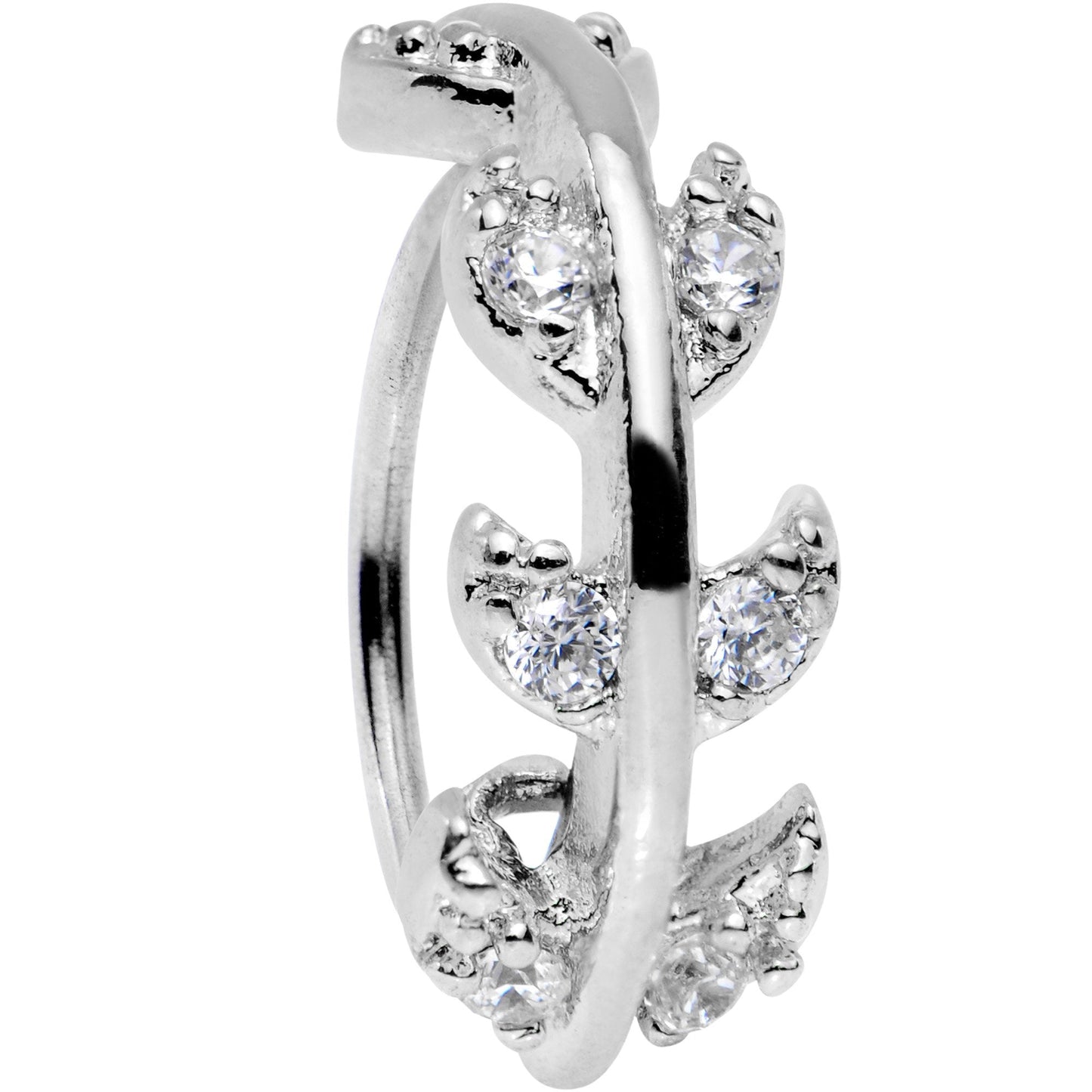 20G Clear CZ Gem Leafy Seamless Circular Ring