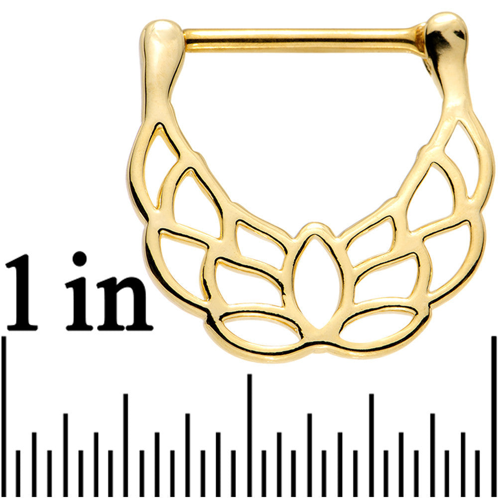 14G 9/16 Gold Plated Lovely Lotus Flower Nipple Clicker Set