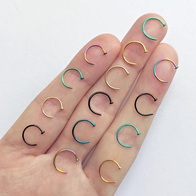 20G 5/16 Rainbow Anodized Titanium Nose Hoop