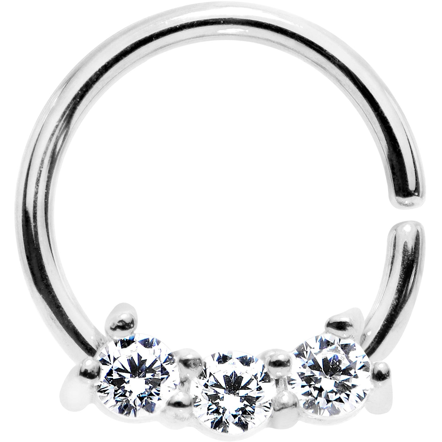 18G 5/16 Clear Cubic Zirconia Stainless Steel Circular Ring